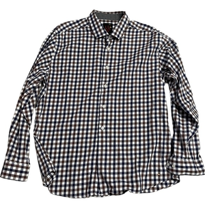 Linea Uomo Stretch Mens XXL Plaid Button Up Long Sleeve‎ Dress Shirt